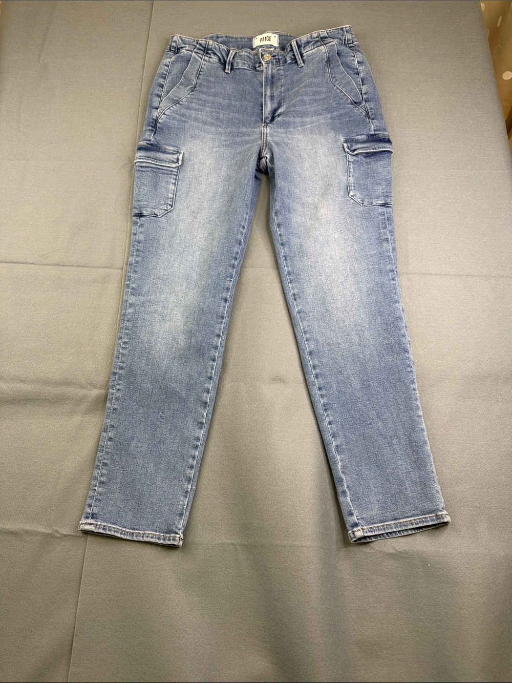 PAIGE Women's Light Wash Straight-Leg Cargo Jeans